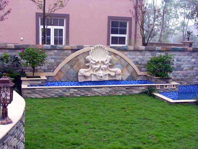 别墅水墙－欧式雕塑别墅水墙