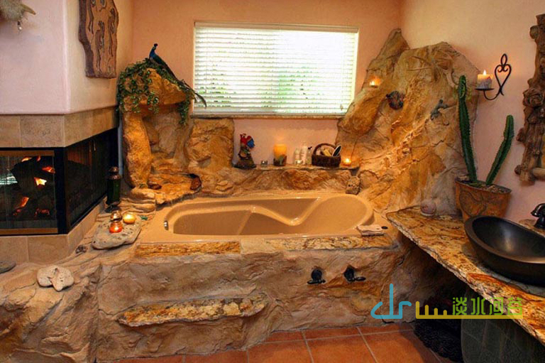 仿真山洞浴室是高端洞穴酒店等主题酒店的配套设施